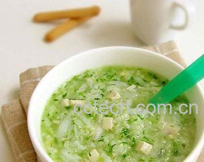 青菜蛋黄大米粥-1