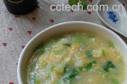 青菜鸡蛋粥的材料和做法步骤-0