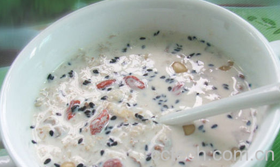 果蔬百科芝麻牛奶粥的做法-0