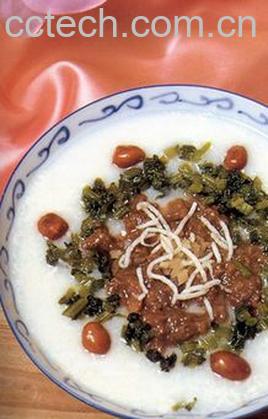 果蔬百科雪菜牛松粥的做法-0