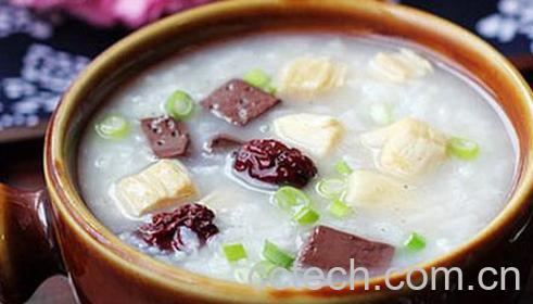 果蔬百科猪血腐竹粥的做法-0