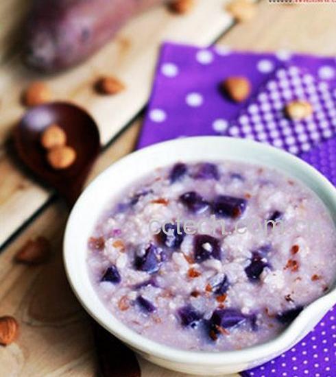 果蔬百科紫薯小米杏仁粥的做法-0