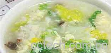 果蔬百科香菇青菜鸡蛋粥-0