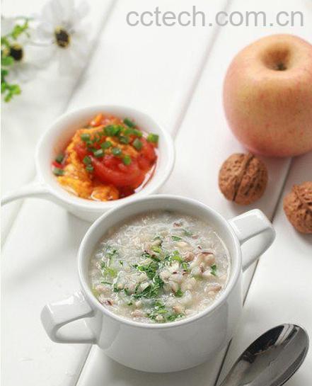 果蔬百科香菇小白菜瘦肉粥-0