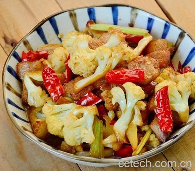 果蔬百科花菜炒肉的做法大全-0