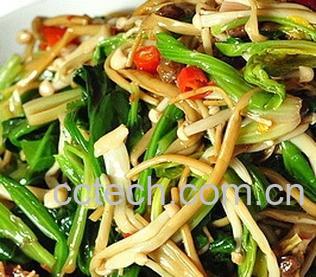 果蔬百科菠菜炒金针菇-0