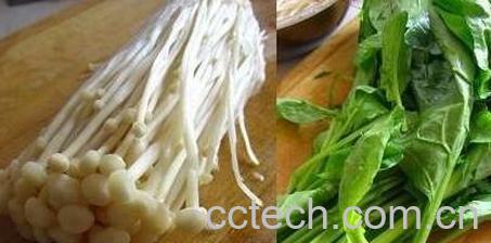 果蔬百科凉拌菠菜金针菇做法步骤图解 -1