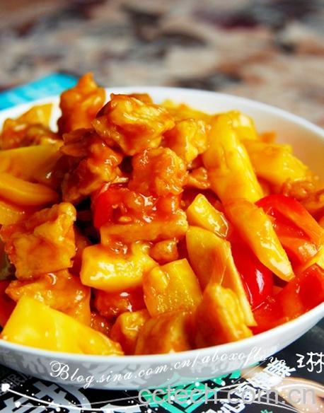 果蔬百科菠萝炒鸡腿菇-0