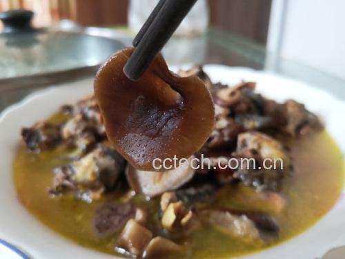干香菇炒鸡丁成品图,色彩丰富,营养均衡,适合家庭餐桌 干香菇炒鸡丁