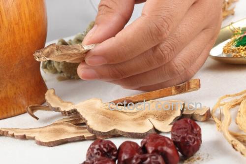 中医师实地教学场景,强调道地药材鉴别与体质适配的实操结合,体现专业可信度 中医师在宁夏中宁枸杞种植基地现场指导湿热体质患者辨识优质枸杞:手持放大镜观察果皮蜡质层与果形均匀度,背景可见标准化晾晒场与土壤湿度监测仪