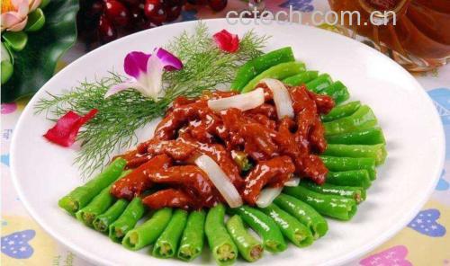 豆角与猪肉的食材搭配图,展示豆角、猪肉、姜蒜等原材料 豆角与猪肉的食材搭配图