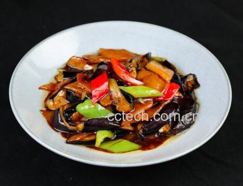 鱼香线茄成品摆盘特写