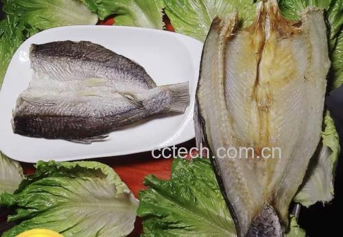 展示红薯泥与海鱼摆盘的美食效果,突出颜色对比与食材搭配 红薯泥配海鱼料理示意图