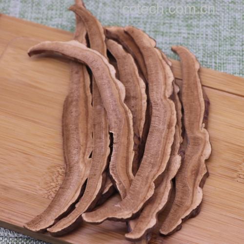 一位厨师正在木质案板上使用不锈钢刀具将干燥的野生竹灵芝切成均匀薄片,旁边放置有电子秤和小碗收集切片,背景为厨房操作台,光线柔和自然 野生竹灵芝切片过程特写