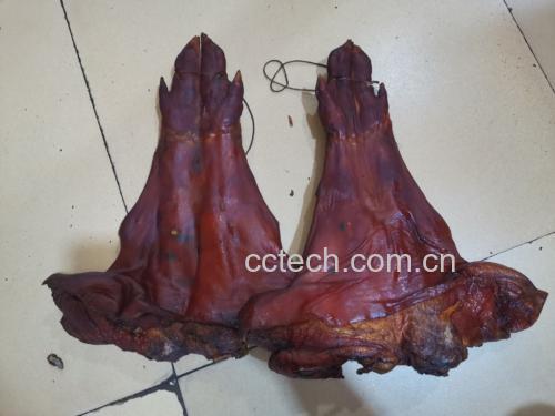花生当归炖猪脚成品展示图,汤色浓白,猪脚软糯 花生当归炖猪脚成品图
