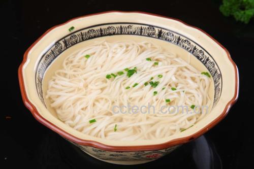 俯拍高清图:白瓷大碗中盛满琥珀色清亮姜汤,表面浮着金黄肉末粒与翠绿葱丝,中心卧着劲道面条,边缘可见细微油光。特写标注:汤面交界处面条根根分明、无粘连,汤面温度计显示78℃ 姜汤面成品摆盘图