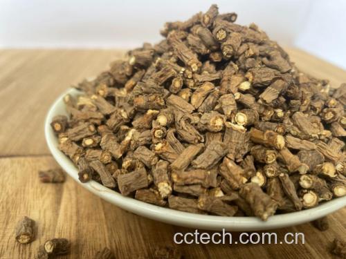 一名身穿白大褂的科研人员正在高效液相色谱仪前操作,屏幕上显示柴胡皂苷a和d的标准曲线图;实验台上摆放着标有‘北柴胡提取物’的样品瓶,背景为中药现代化研究实验室环境 实验室检测北柴胡皂苷含量场景