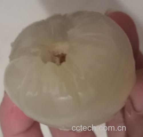 展示妃子笑荔枝的内部结构,清晰可见果核大小与果肉分布 妃子笑荔枝剖面图