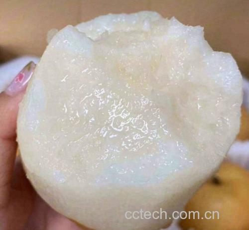新鲜雪梨果实特写,展示其白嫩果肉和晶莹剔透的质地 雪梨特写