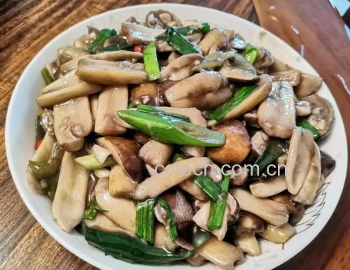 口蘑与洋葱搭配炒制的美食图片