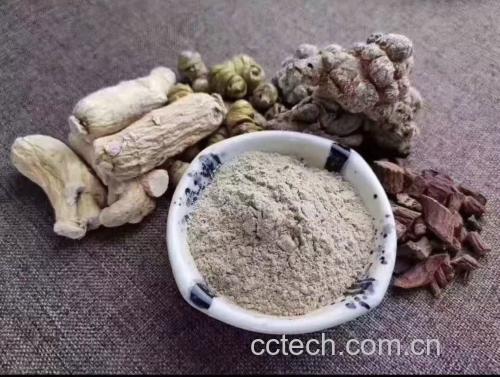三七超微破壁粉显微结构对比:左图为普通研磨40头三七粉(可见完整淀粉粒与纤维束),右图为超微破壁40头三七粉(颗粒均匀≤5μm,无完整细胞结构)
