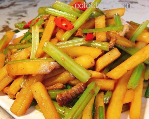 山芹土豆条成品特写图