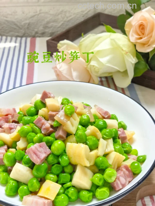 青豌豆炒火腿丁成品图