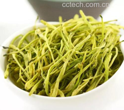 金丝皇菊与金银花干品对比图