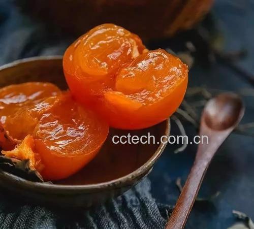 切开的脆柿横截面特写