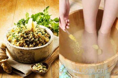 老姜与花椒混合泡脚示意图