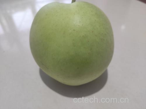 绿宝石梨切开特写,露出内部黑色梨籽