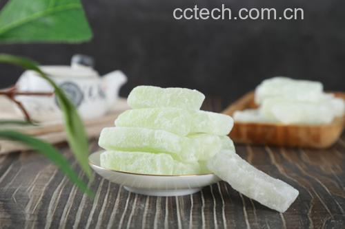 冬瓜糖用于泡茶和甜品搭配的摆盘图