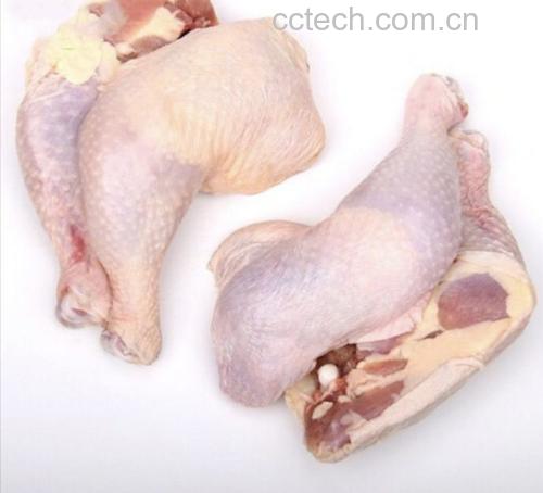 鸡腿与大葱的食材处理过程
