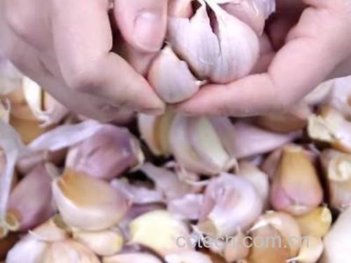糖醋液缓缓倒入装满红蒜的玻璃罐