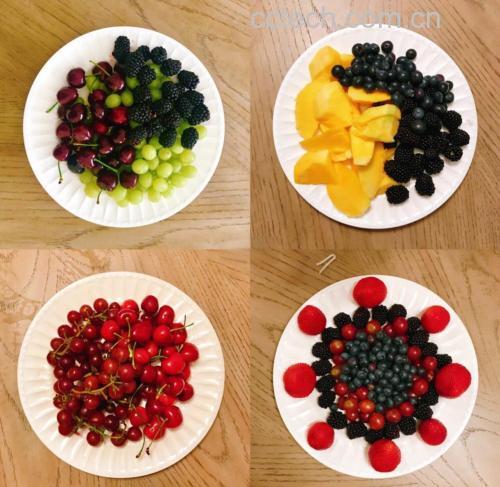 水果与蔬菜拼盘对比图