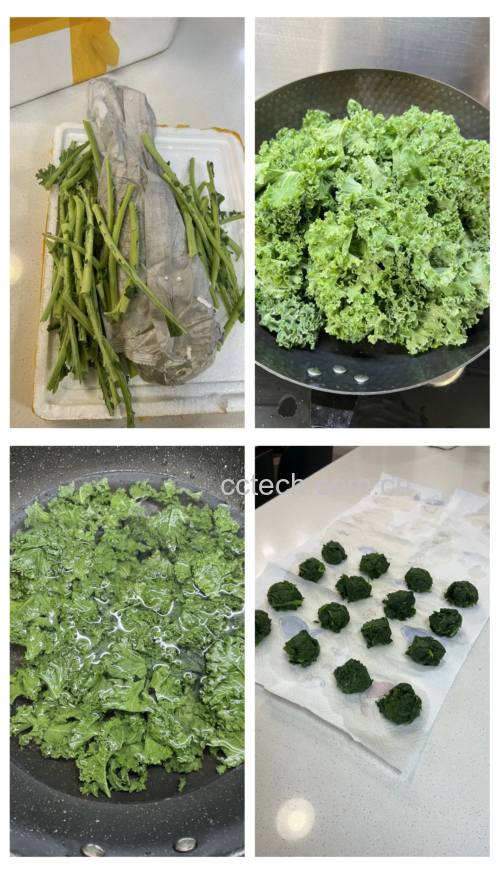 羽衣甘蓝与火龙果原材料清洗与处理过程