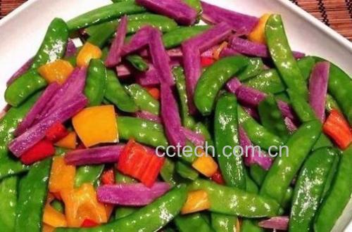 山药和荷兰豆炒制前的食材准备