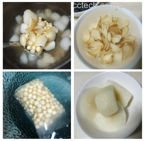 雪梨银耳百合食材处理图