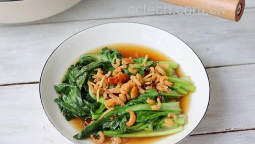 虾仁炒油麦菜成品图