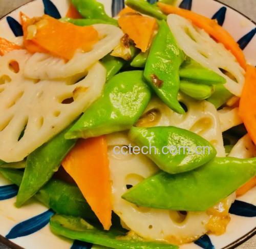 荷兰豆和藕翻炒过程图