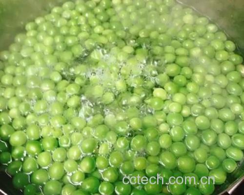青豌豆在锅中煮熟的场景