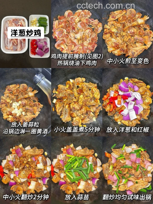 鸡腿炒大葱烹饪过程图