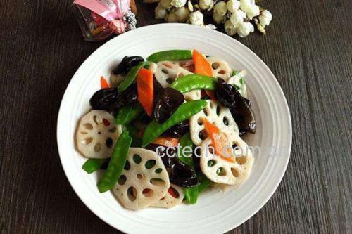 白莲藕切片与食材搭配图