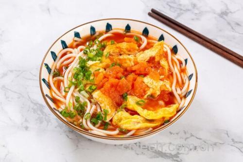 西红柿炒鸡蛋火鸡面成品图