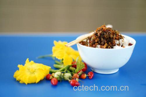 魔芋爽搭配米饭的摆盘图