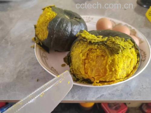 绿板栗南瓜切开展示果肉